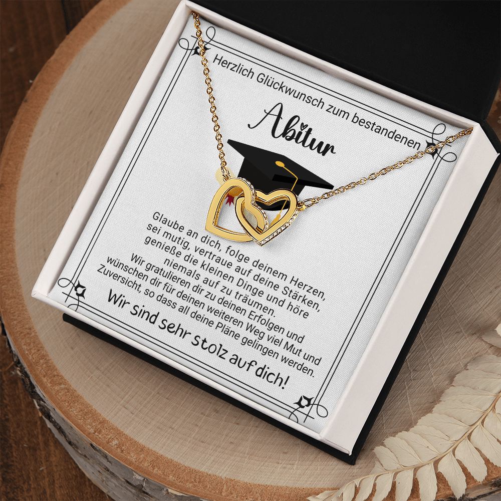 Herzlich Glückwunsch zum bestandenen Abitur - Interlocking Hearts Necklace