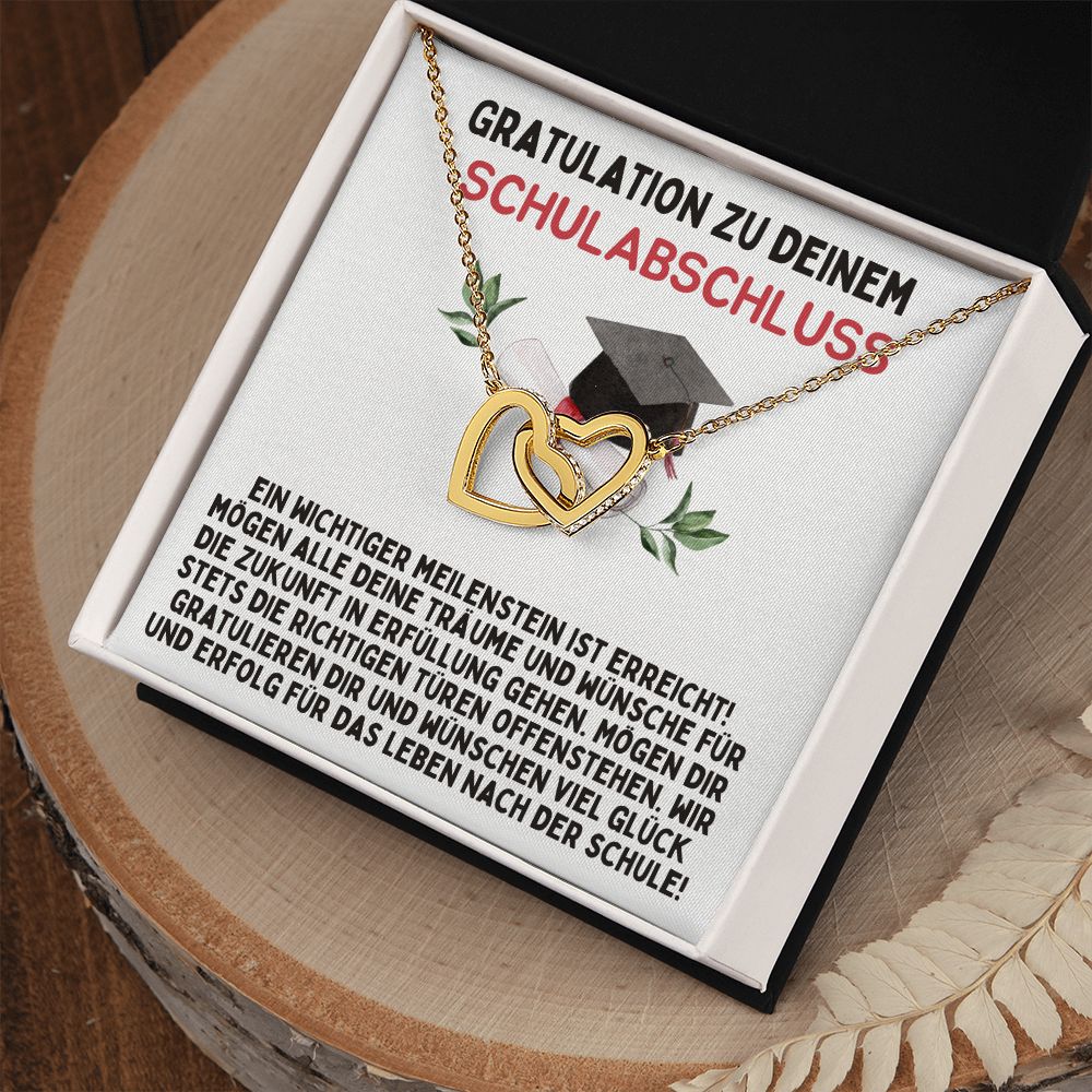 GRATULATION ZU DEINEM SCHULABSCHLUSS - Interlocking Hearts Necklace