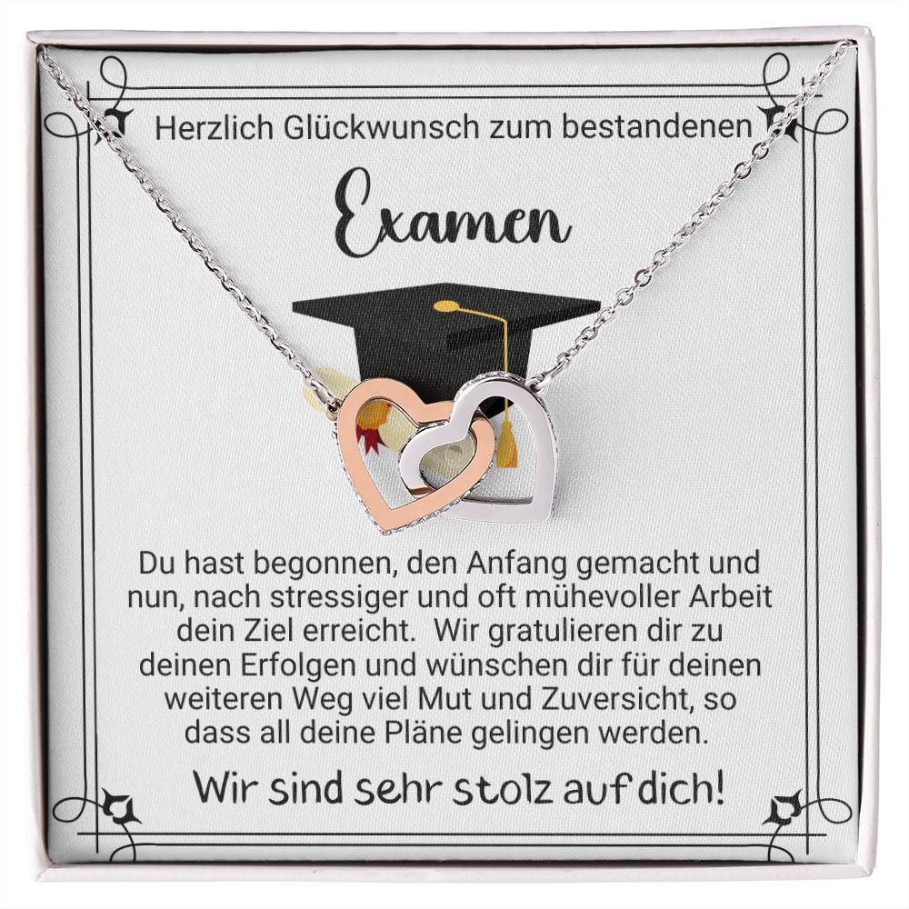 Herzlich Glückwunsch zum bestandenen Examen - Interlocking Hearts Necklace