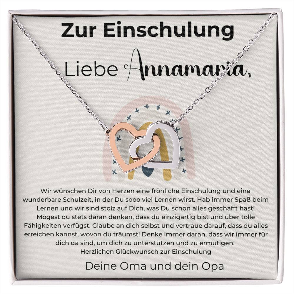 Zur Einschulung - Hab Immer Spaß Beim Lernen - Interlocking Hearts Necklace