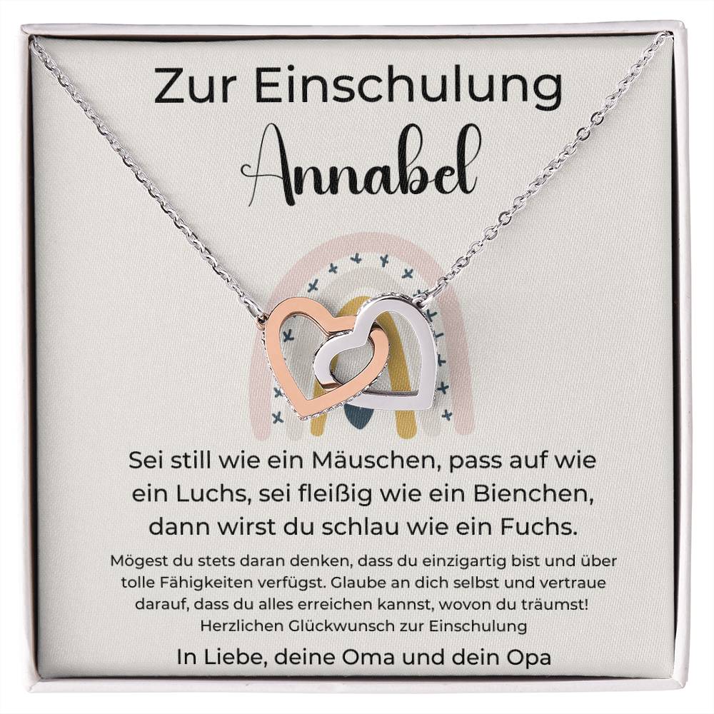 Zur Einschulung - Glaube An Dich Selbst - Interlocking Hearts Necklace