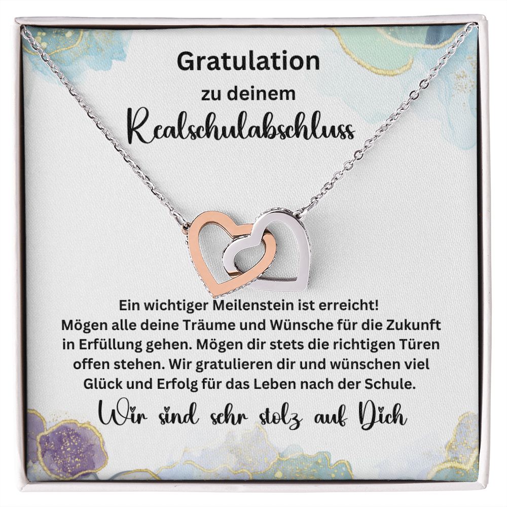 Gratulation zu deinem Realschulabschluss - Interlocking Hearts Necklace