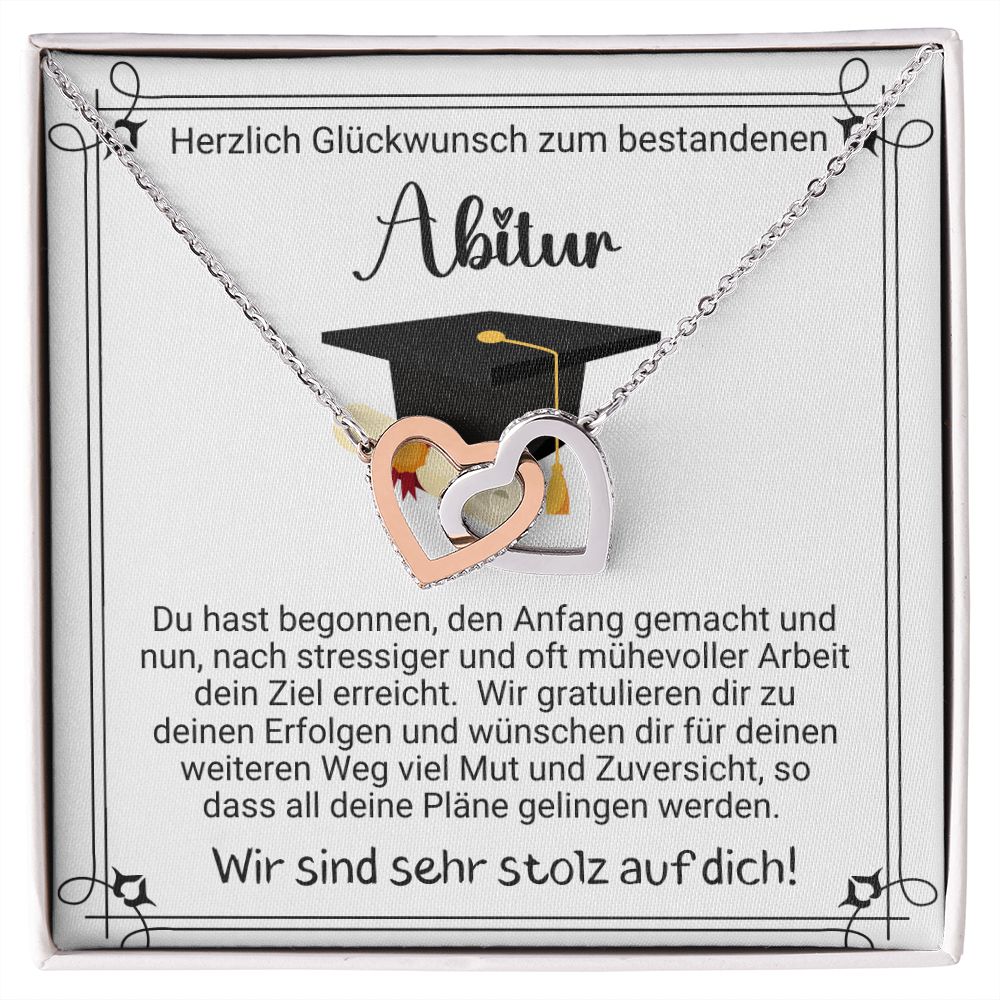 Herzlich Glückwunsch zum bestandenen Abitur - Interlocking Hearts Necklace