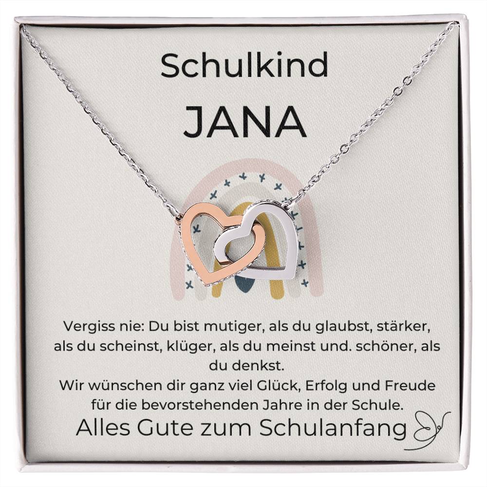 Schulkind - Wir Wünschen Dir Ganz Viel Glück - Interlocking Hearts Necklace