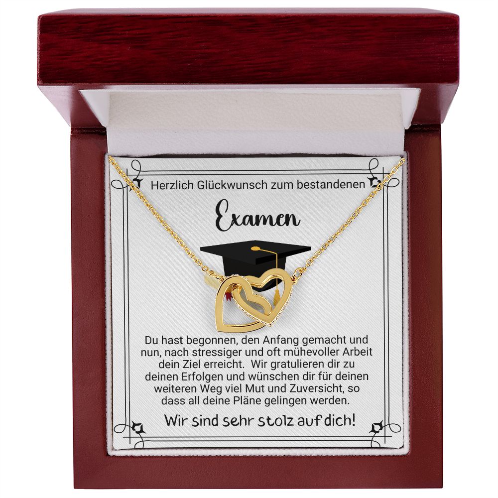 Herzlich Glückwunsch zum bestandenen Examen - Interlocking Hearts Necklace