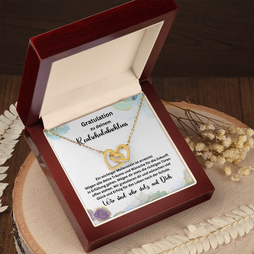 Gratulation zu deinem Realschulabschluss - Interlocking Hearts Necklace