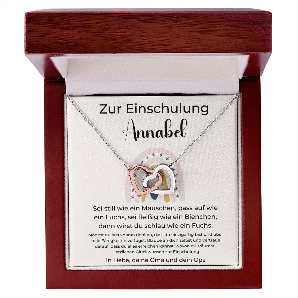 Zur Einschulung - Glaube An Dich Selbst - Interlocking Hearts Necklace