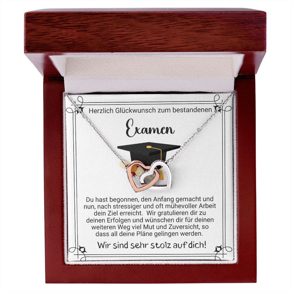 Herzlich Glückwunsch zum bestandenen Examen - Interlocking Hearts Necklace