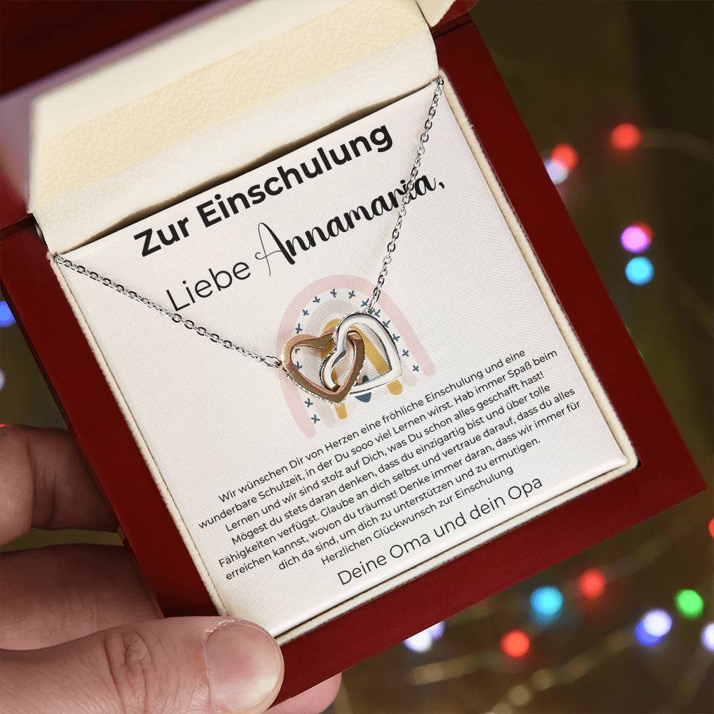 Zur Einschulung - Hab Immer Spaß Beim Lernen - Interlocking Hearts Necklace