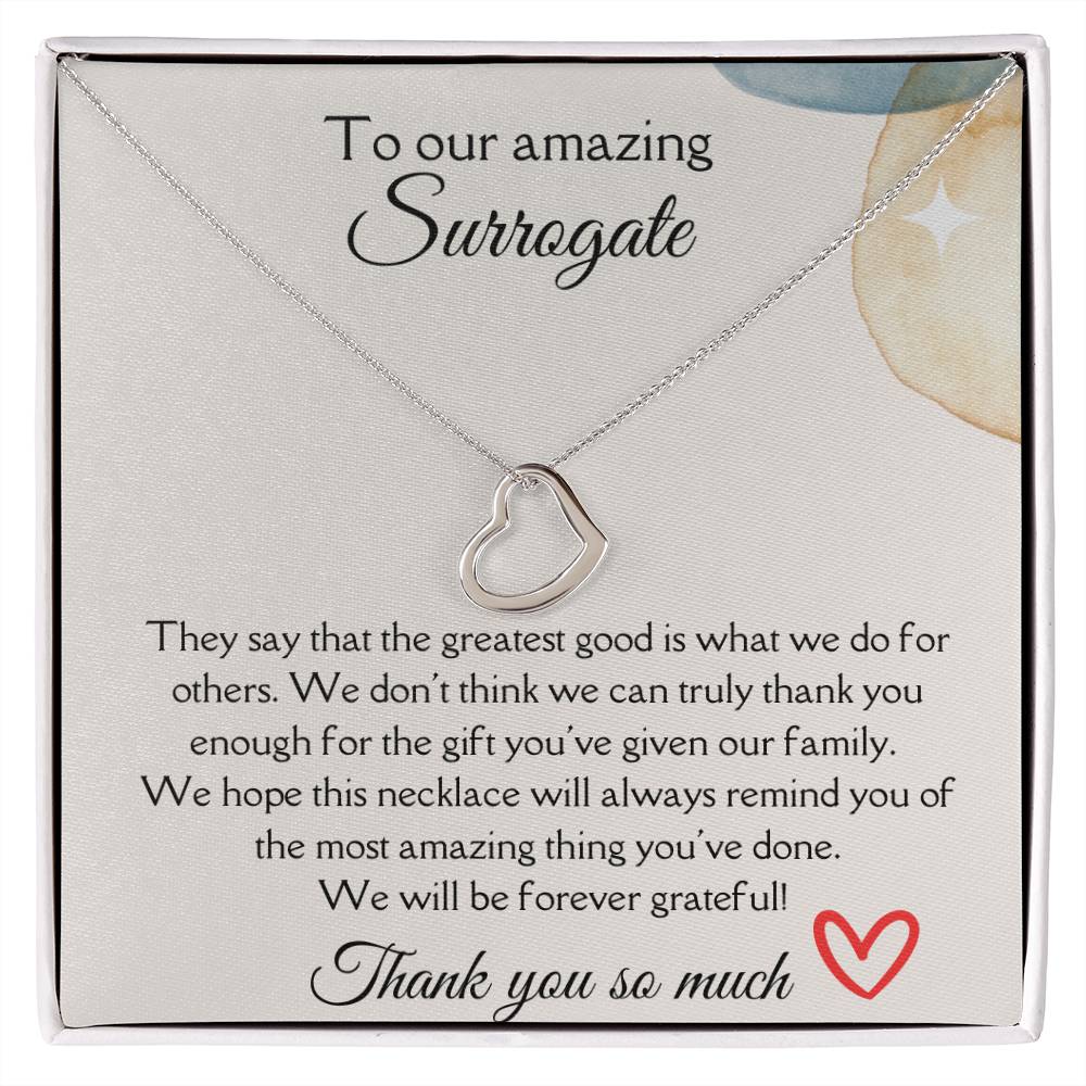To Our Amazing Surrogate - Delicate Heart Necklace