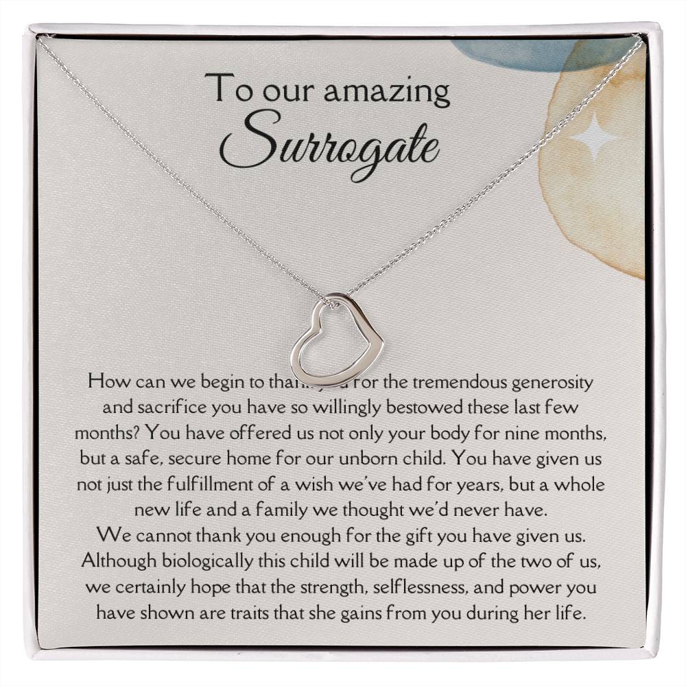 To Our Amazing Surrogate - Delicate Heart Necklace