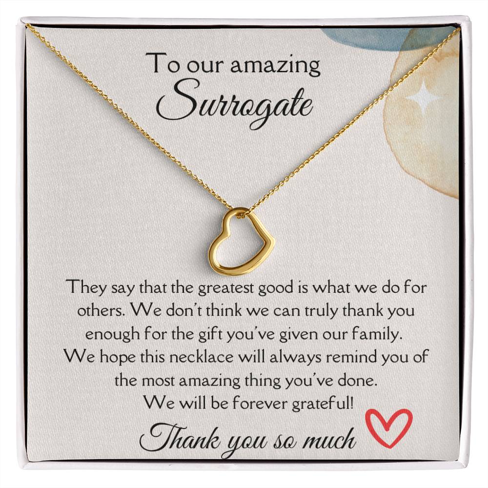 To Our Amazing Surrogate - Delicate Heart Necklace
