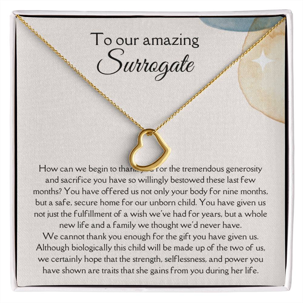 To Our Amazing Surrogate - Delicate Heart Necklace