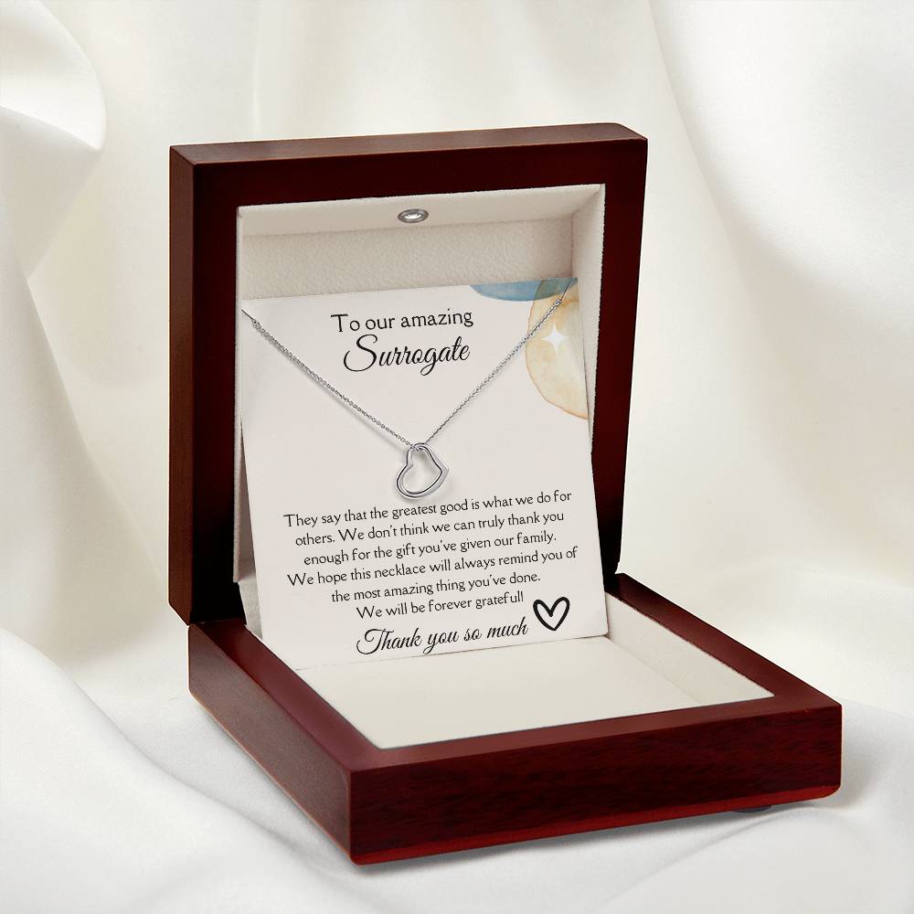 To Our Amazing Surrogate - They Say - Delicate Heart Necklace