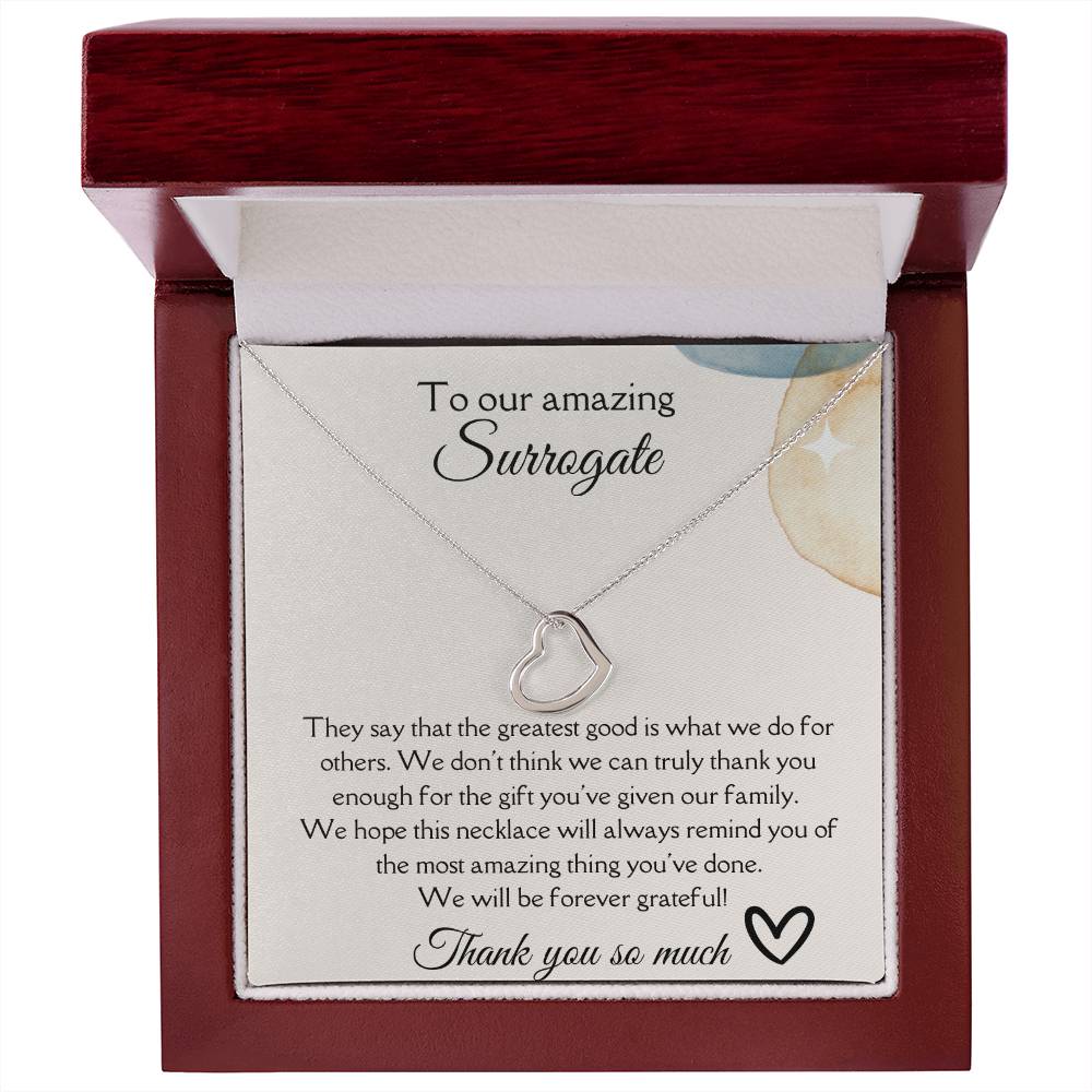 To Our Amazing Surrogate - They Say - Delicate Heart Necklace