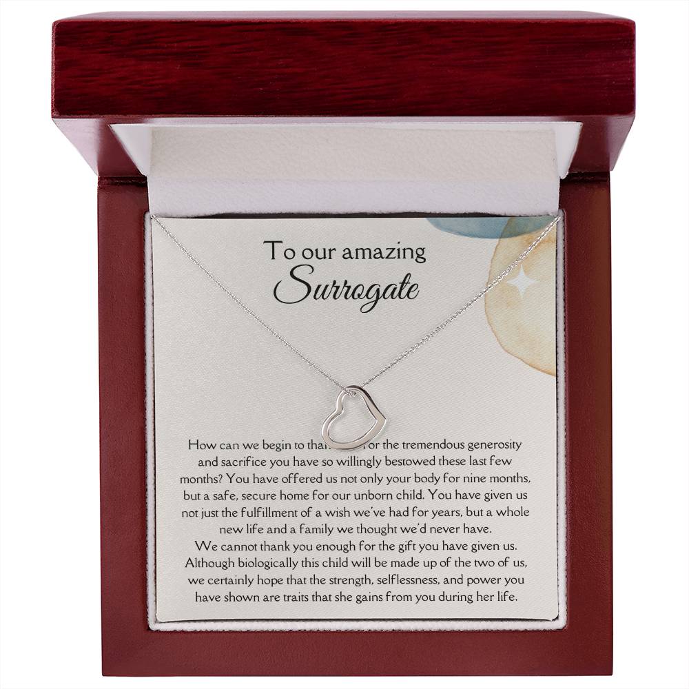 To Our Amazing Surrogate - Delicate Heart Necklace