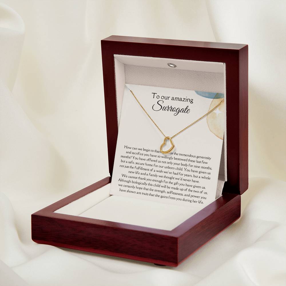 To Our Amazing Surrogate - Delicate Heart Necklace