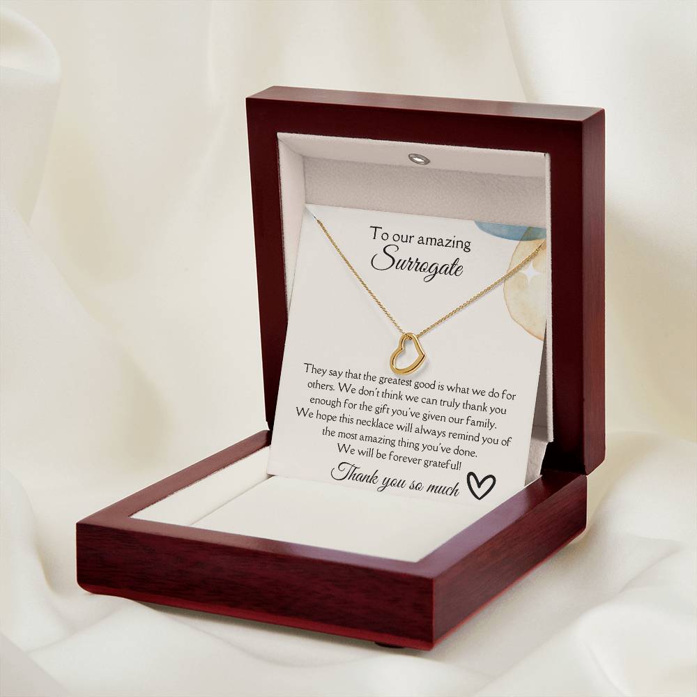 To Our Amazing Surrogate - They Say - Delicate Heart Necklace