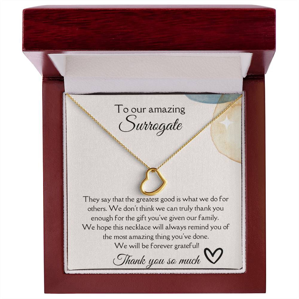 To Our Amazing Surrogate - They Say - Delicate Heart Necklace