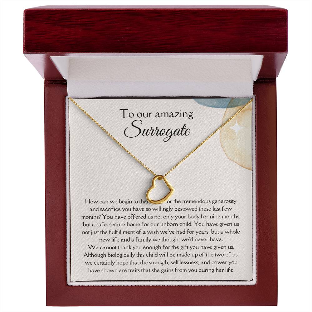 To Our Amazing Surrogate - Delicate Heart Necklace