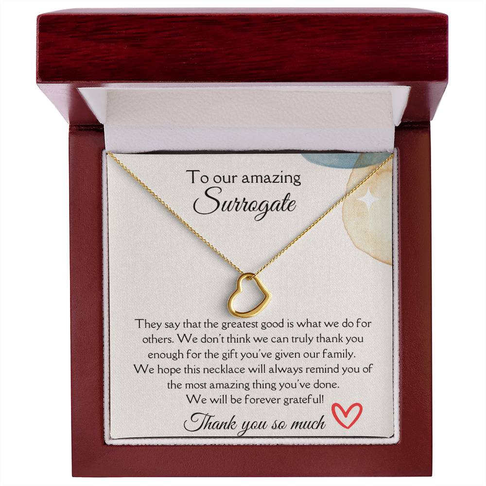 To Our Amazing Surrogate - Delicate Heart Necklace