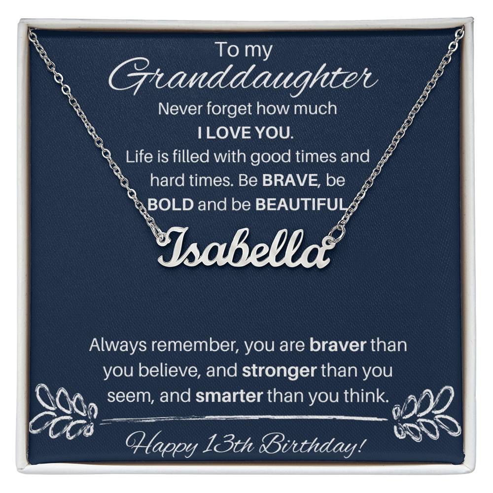 To My Granddaughter On Her 13th Birthday | Custom Name Necklace