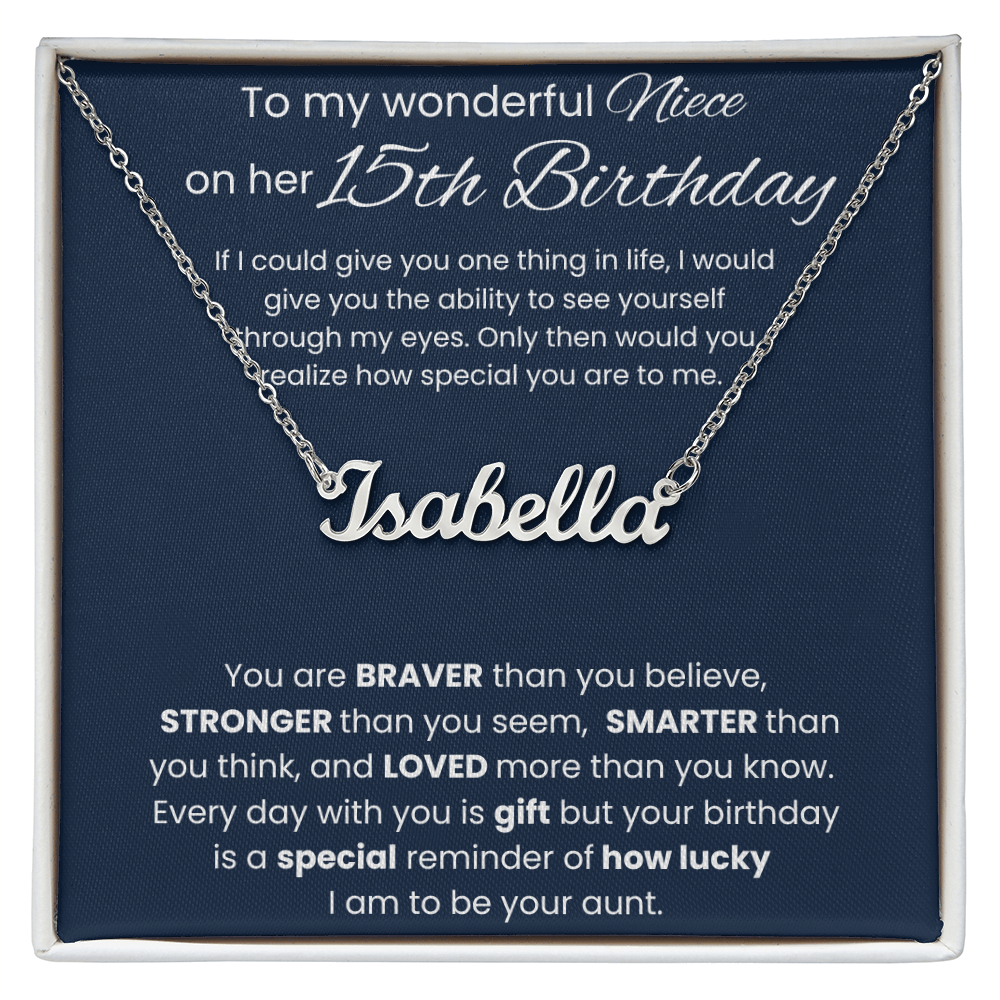 15th Birthday Custom Name Necklace for Niece
