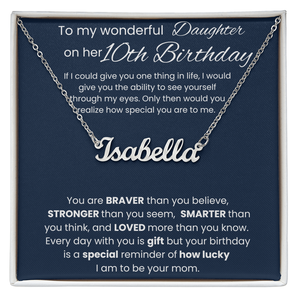 10th Birthday Necklace Gift - Custom Name Necklace