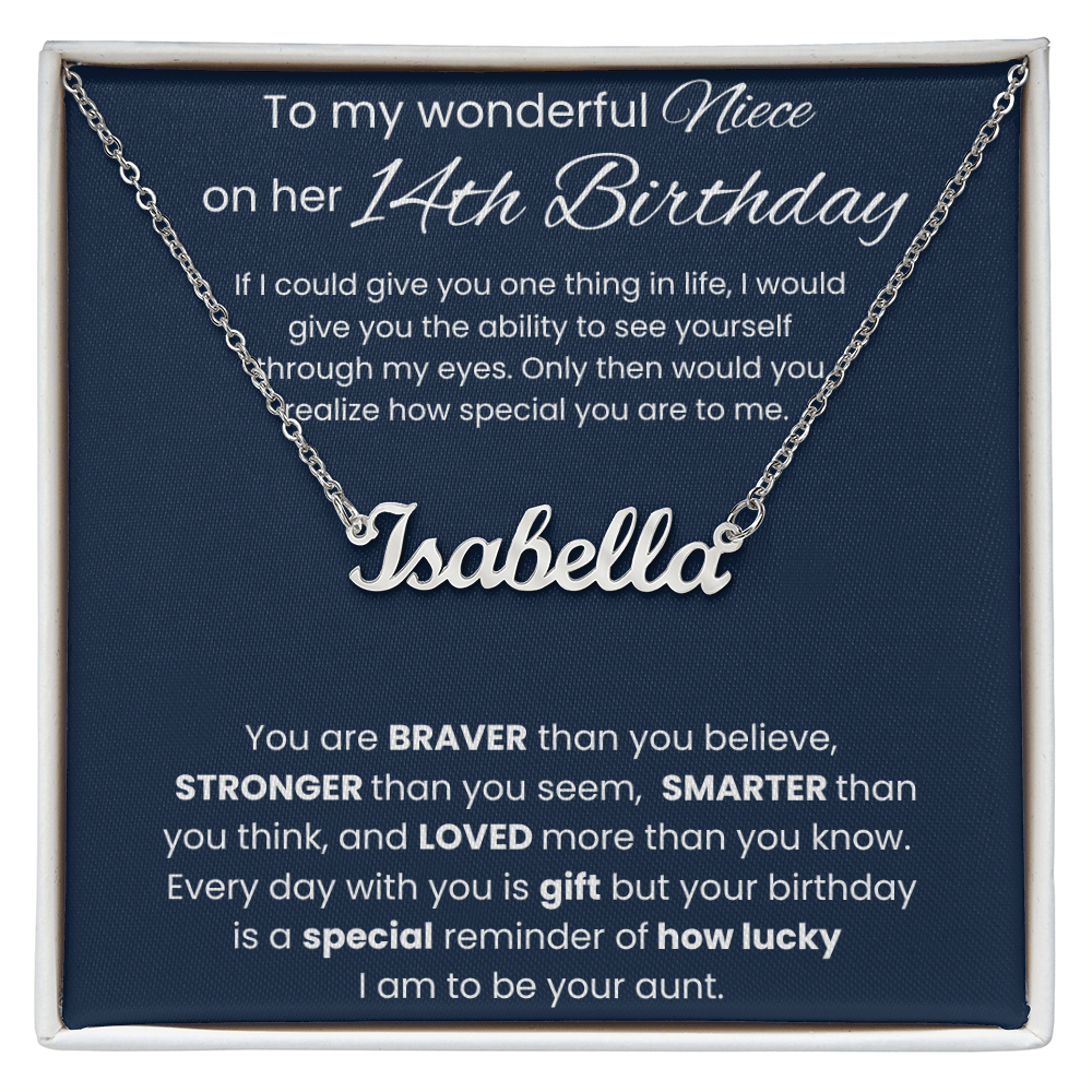 14th Birthday Custom Name Necklace for Niece
