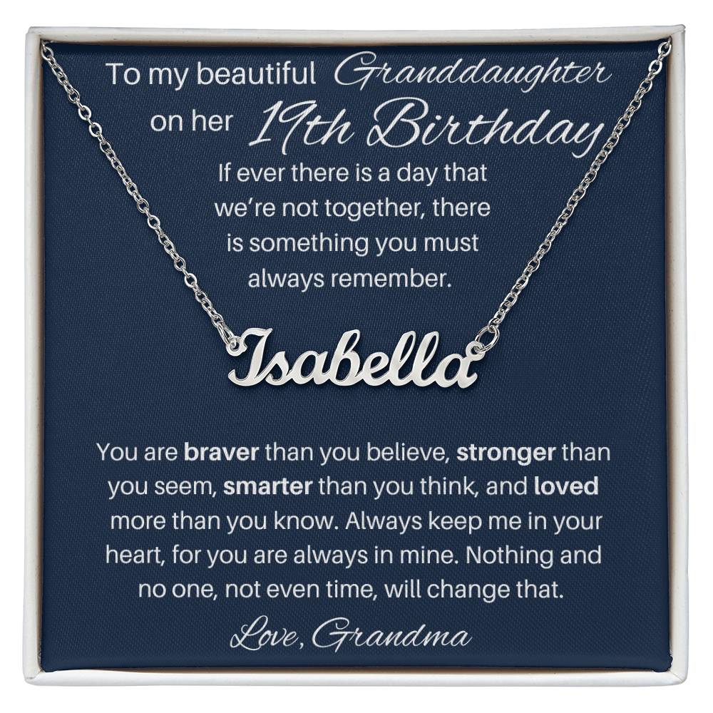 19th Birthday Name Necklace For Granddaughter