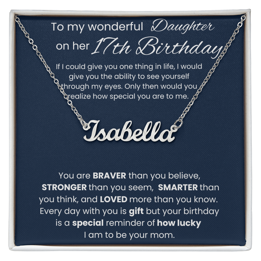17th Birthday Necklace Gift - Custom Name Necklace