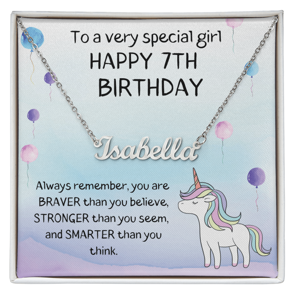 Happy 7th Birthday - Personalized Name Necklace