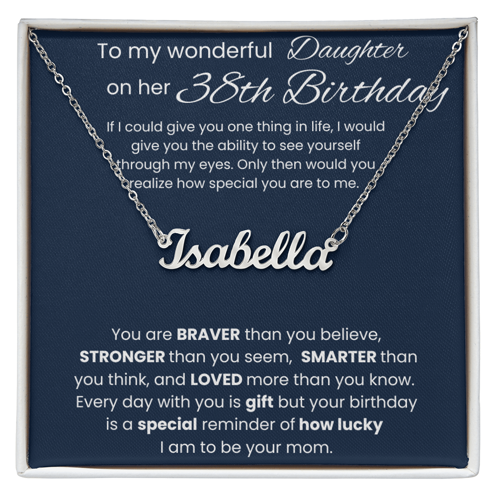 38th Birthday Necklace Gift - Custom Name Necklace