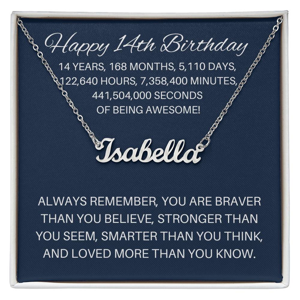 Personalized 14th Birthday Gift - Custom Name Necklace
