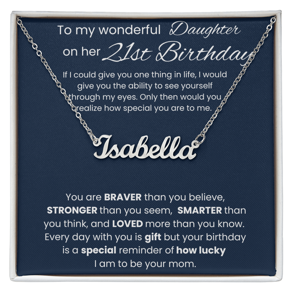 21st Birthday Necklace Gift - Custom Name Necklace