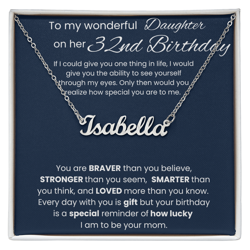32nd Birthday Necklace Gift - Custom Name Necklace