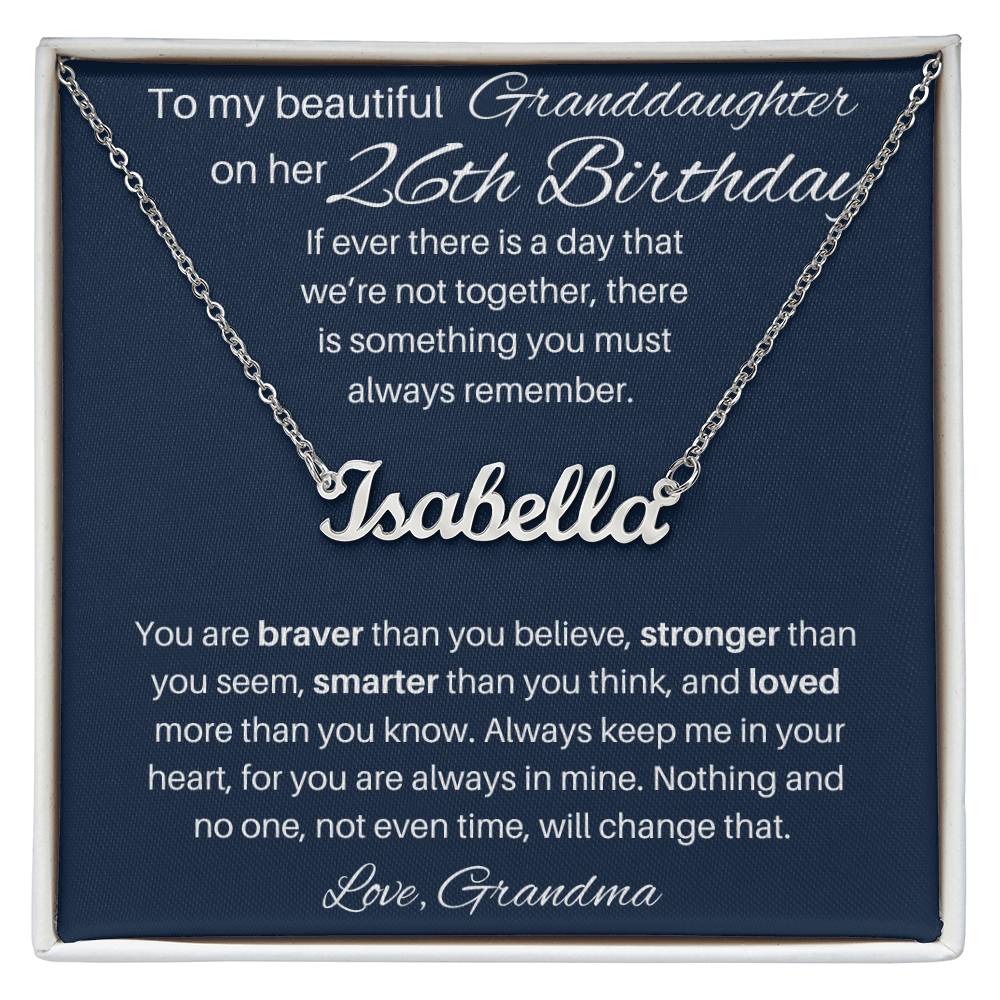 26th Birthday Name Necklace For Granddaughter