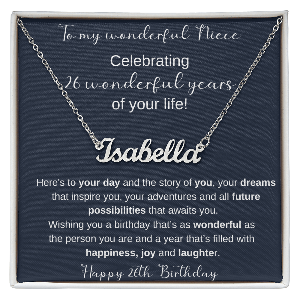 26th Birthday Gift For Niece - Persobalized Name Necklace