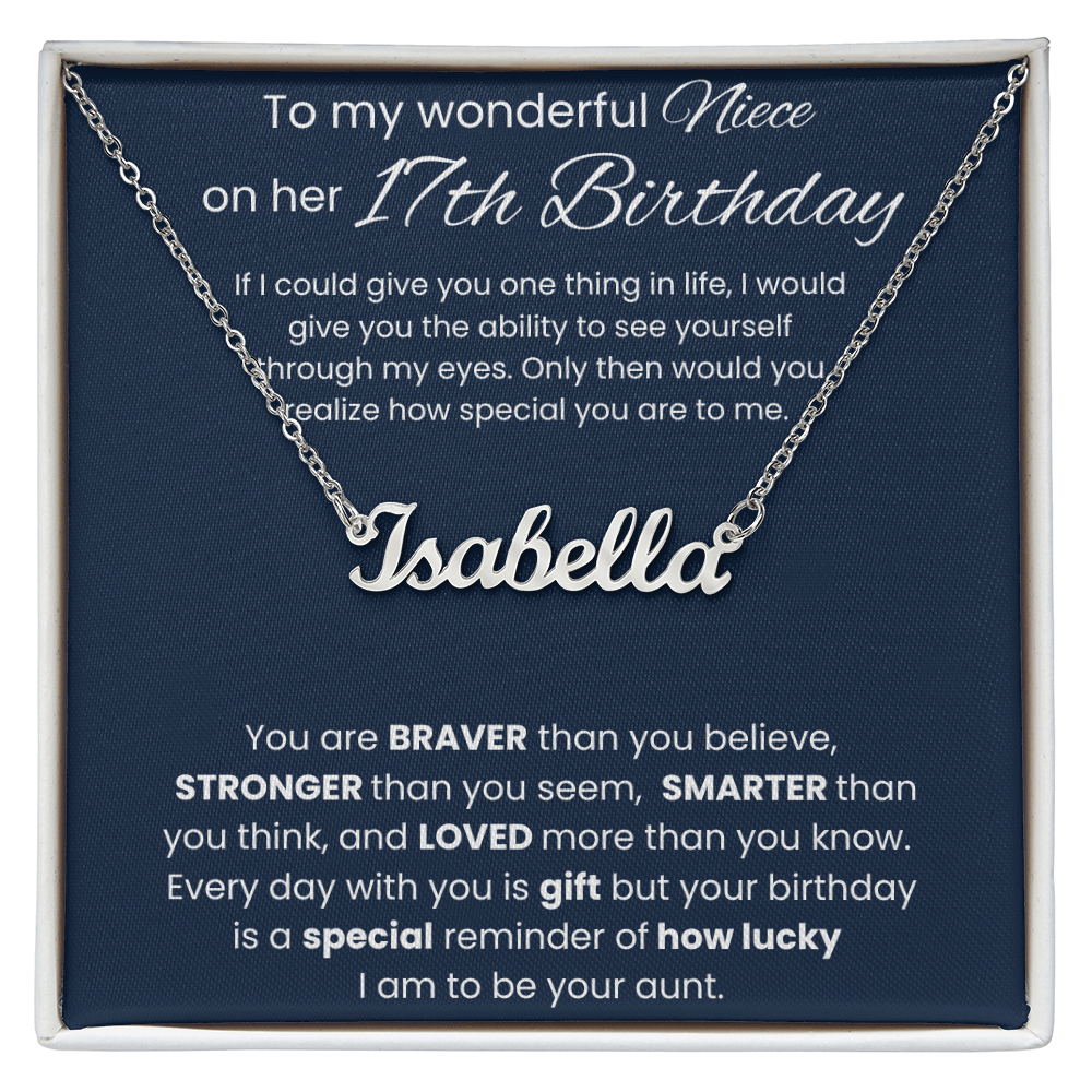 17th Birthday Custom Name Necklace for Niece