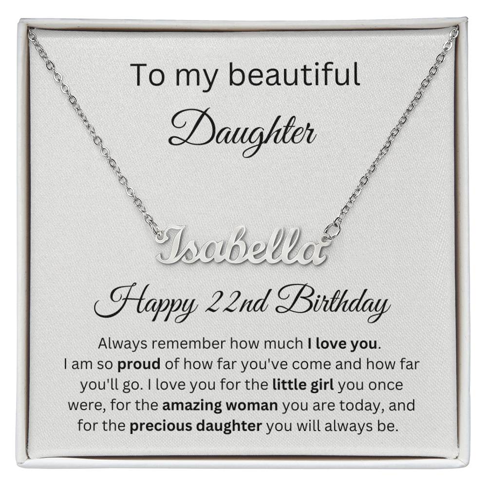 22nd Birthday Gift For Daughter - Custom Name Necklace