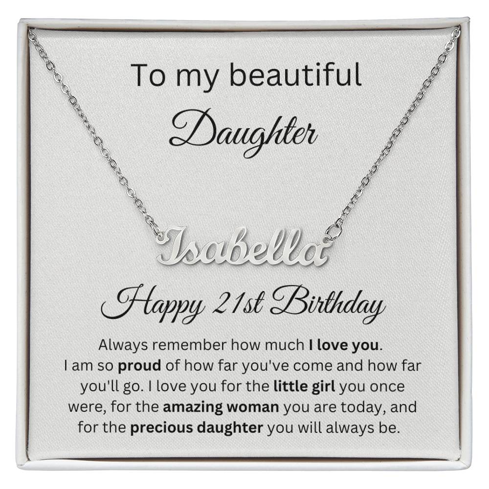 21st Birthday Gift For Daughter - Custom Name Necklace