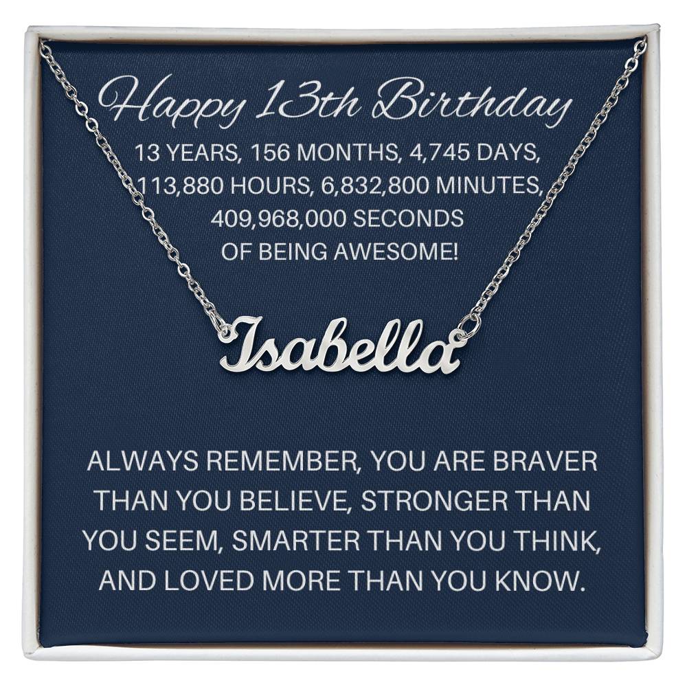 Personalized 13th Birthday Gift - Custom Name Necklace