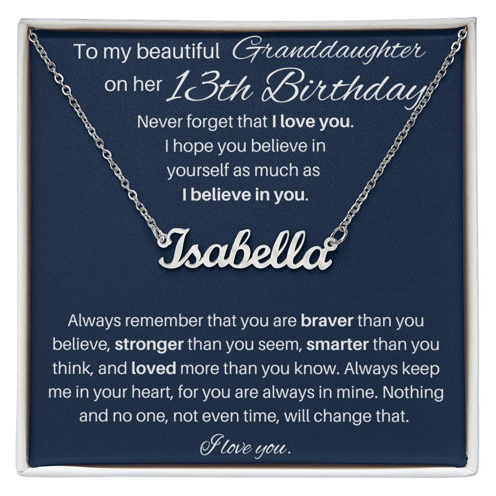 To My Beautiful Granddaughter Happy 13th Birthday | Personalized Name Necklace