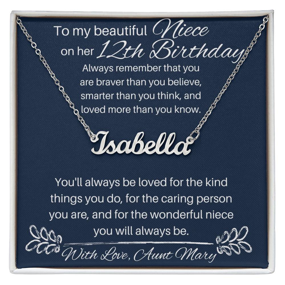 Niece 12th Birthday - Custom Name Necklace