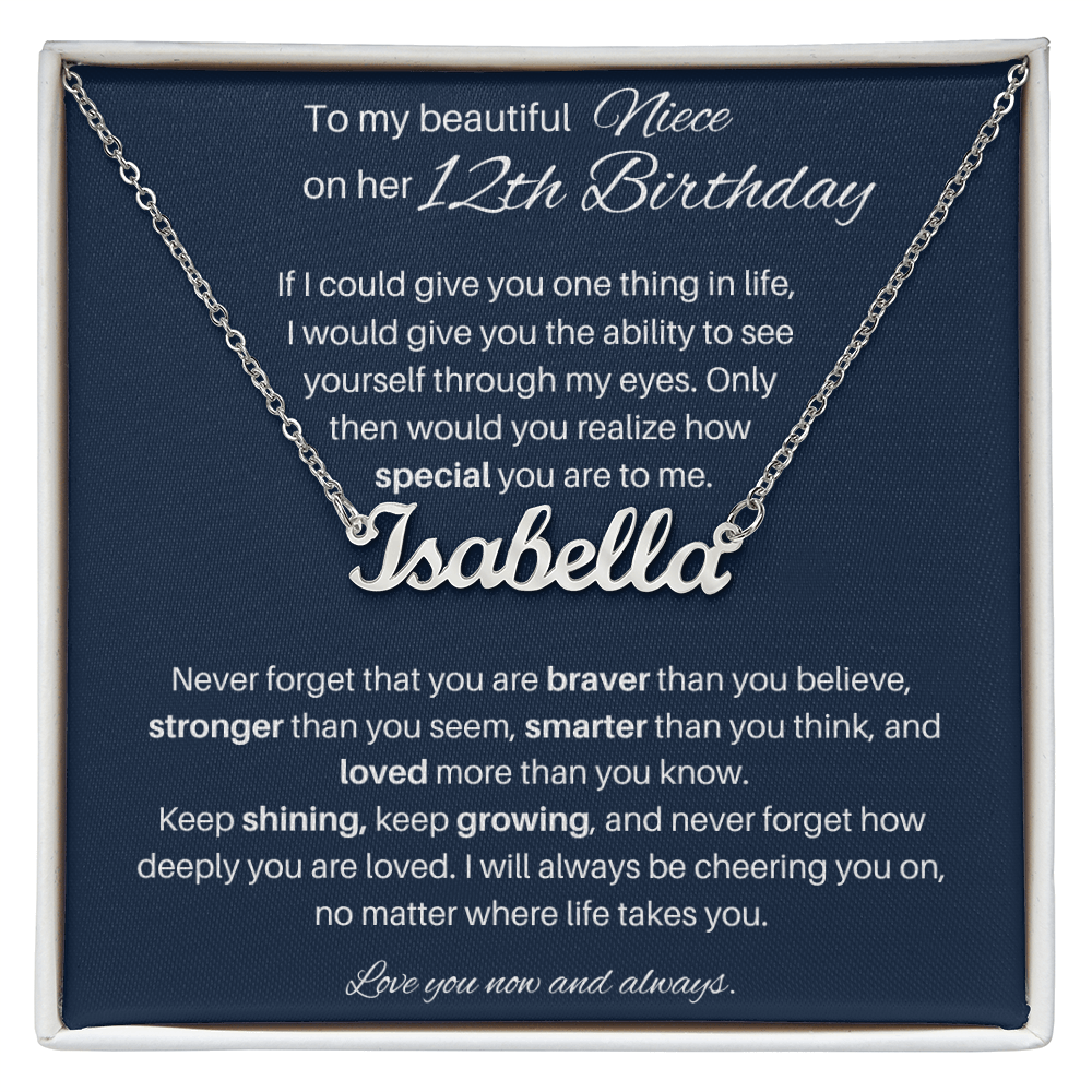 12th Birthday Gift for Niece - Custom Name Necklace