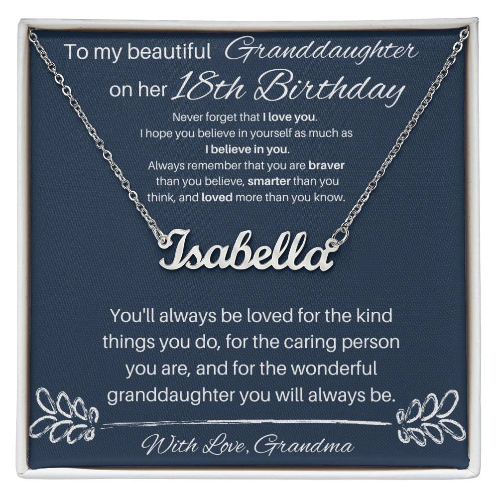 To My Beautiful Granddaughter | Happy 18th Birthday | Custom Name Necklace