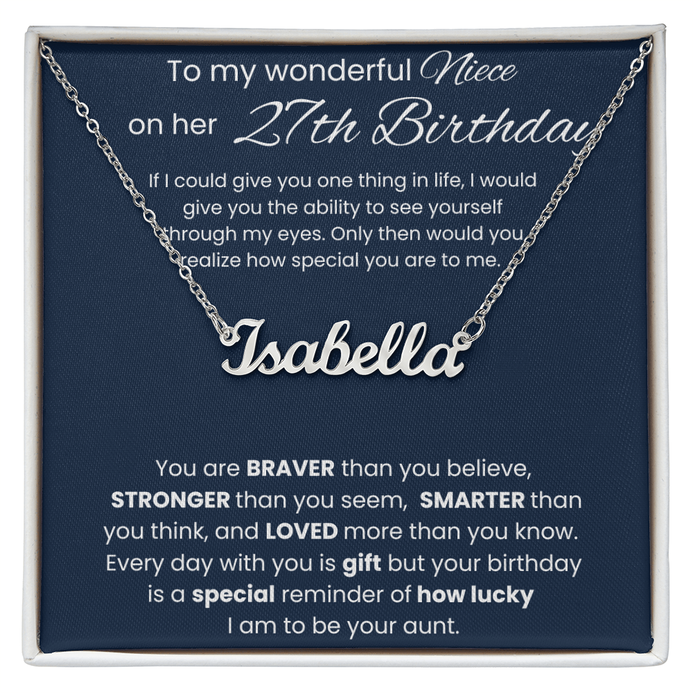 27th Birthday Custom Name Necklace for Niece