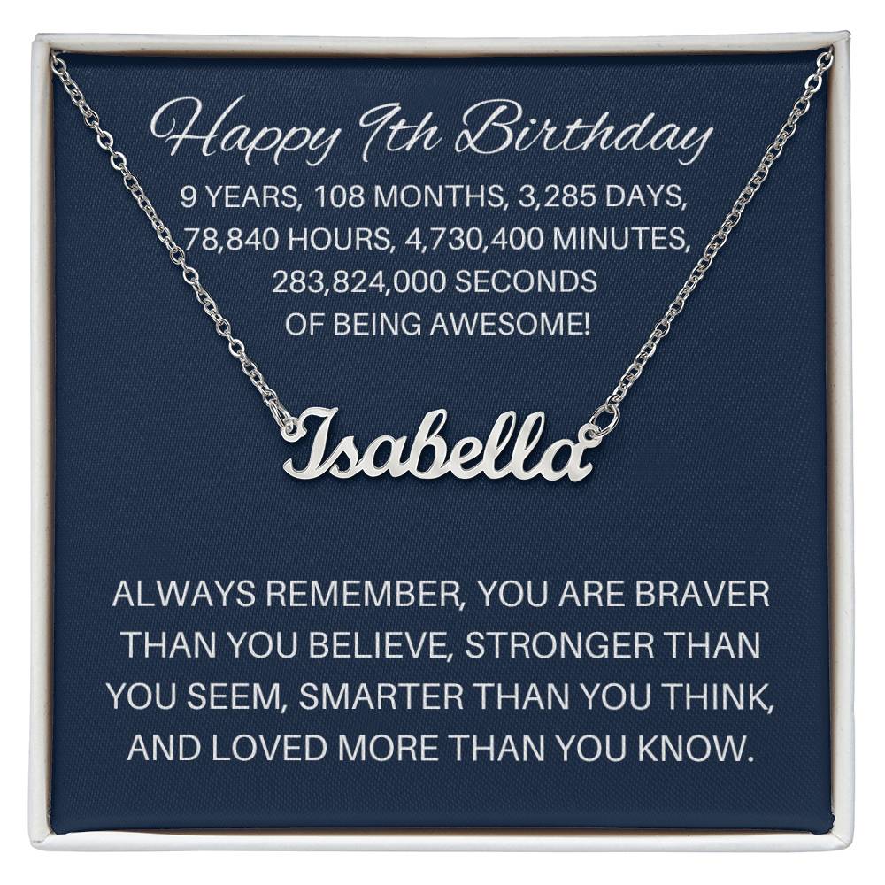 Personalized 9th Birthday Gift - Custom Name Necklace