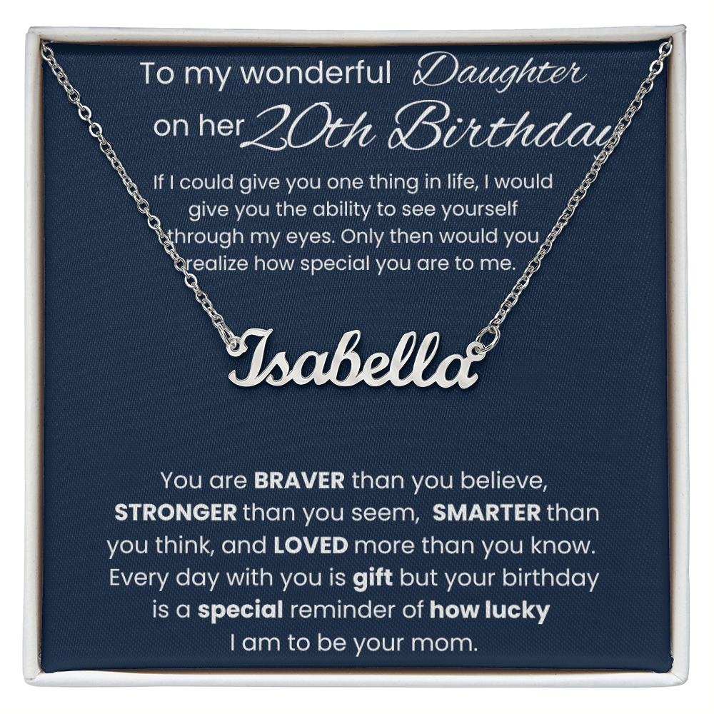 20th Birthday Necklace Gift - Custom Name Necklace