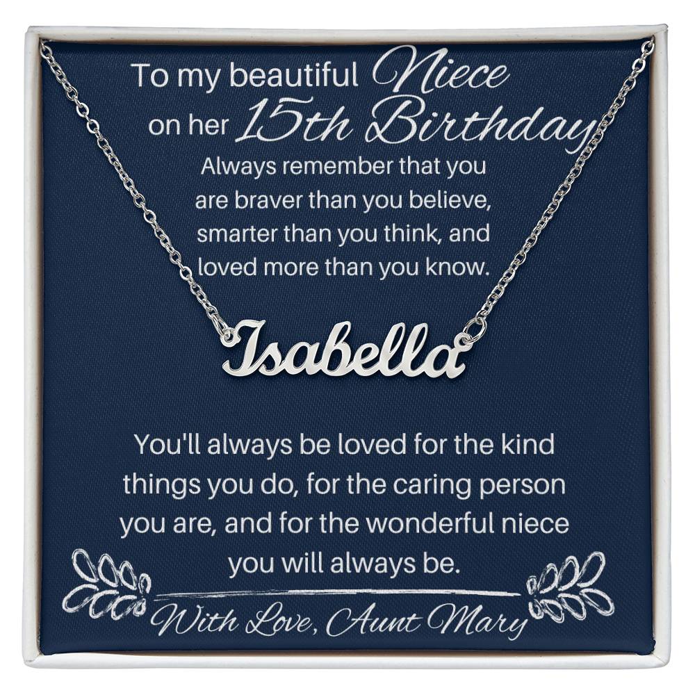 Niece 15th Birthday - Custom Name Necklace